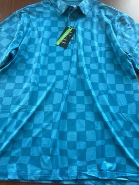 Blue Checkered Performance Polo Shirt by Bogey Bros